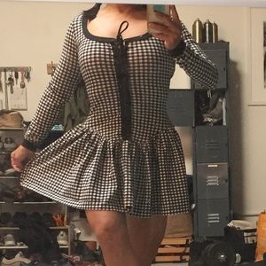 Betsy Johnson Gingham laceup bodice mini dress.